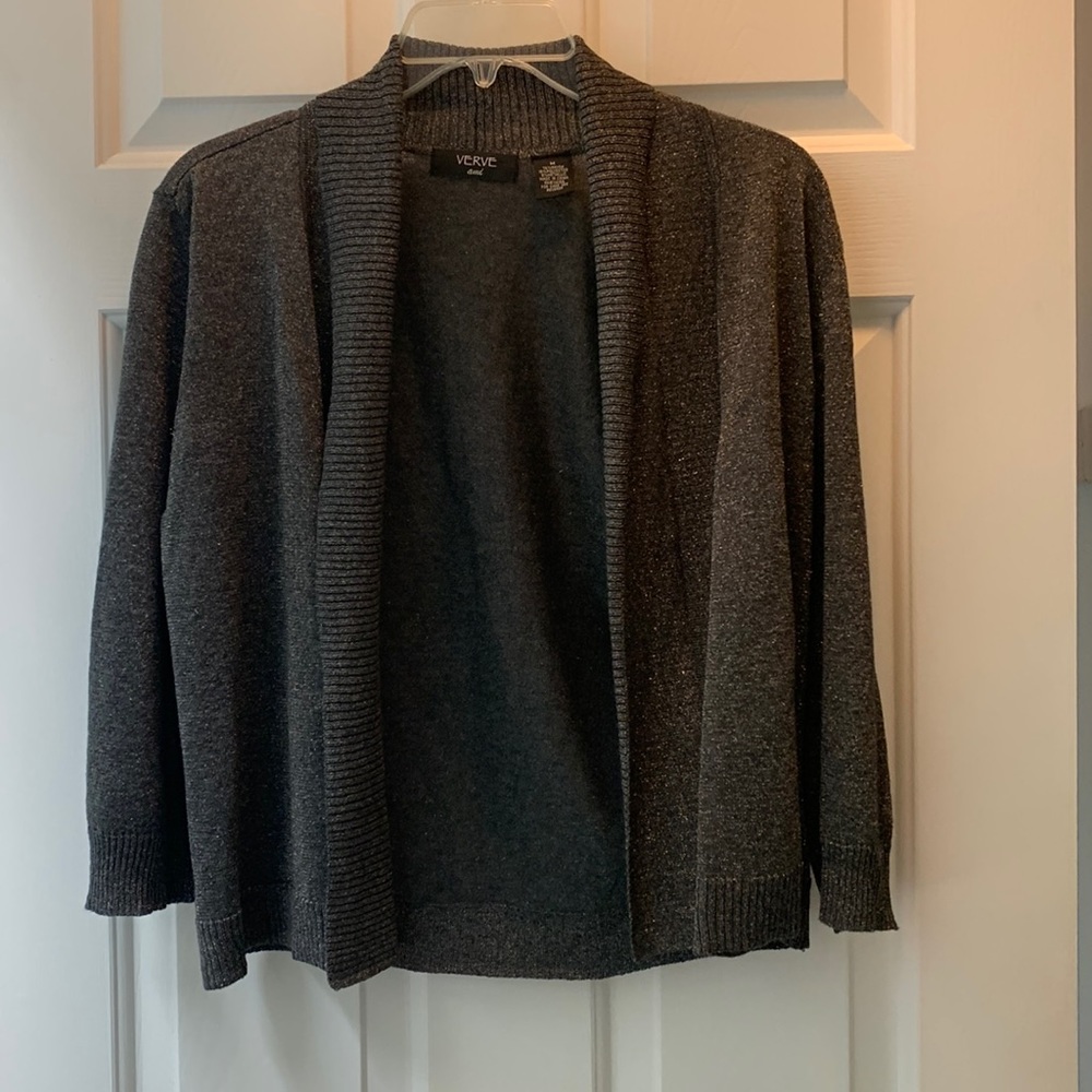 Verve Ami Dark Gray sparkle Cardigan Medium Sweater
